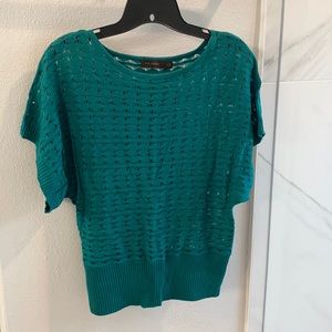 Turquoise/Green Knit Blouse Short Sleeve